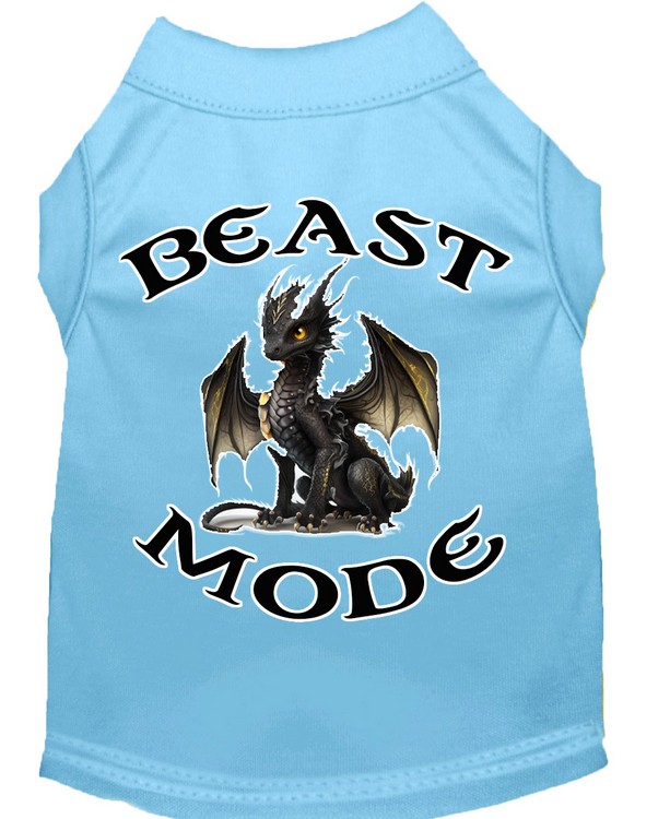 Beast Mode Dragon Screen Print Dog Shirt Baby Blue XS (8)